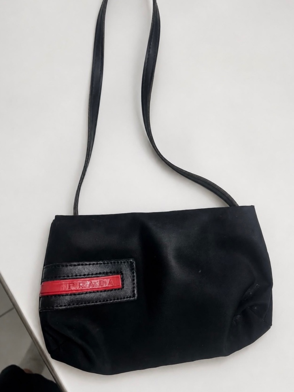 Vintage Prada Sport Linea Rossa Black Nylon Shoulder Bag